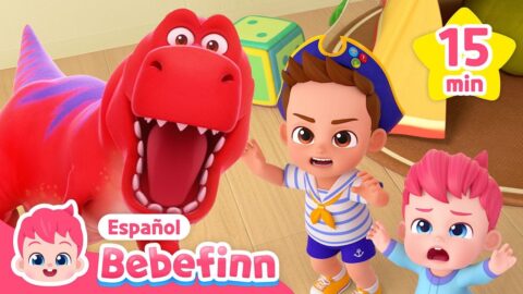 🦖Cantemos con T-Rex en español e inglés | Canciones Infantiles de Dinosaurio | Bebefinn en español